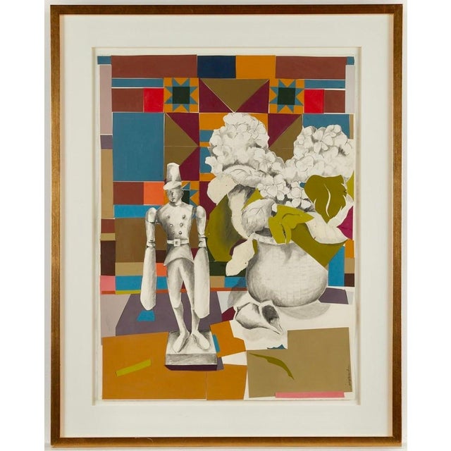 Mary Ingebrand-Pohlad (American, b. 1953). Graphite, pastel, and paper collage painting "Nantucket Still Life with...