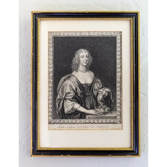 17th Century 17th Century Pierre Lombart Framed Countesses Portrait Engravings Set of 4 For Sale - Image 5 of 13