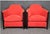 Red Sleek Ebonized Art Deco Club Chair in Red Upholstery Circa 1930s Era- Pair For Sale - Image 8 of 11