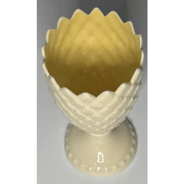 Cream Vintage Belleek Ireland Porcelain Pineapple Vase – Parian China, Cream Ivory, Footed For Sale - Image 8 of 8