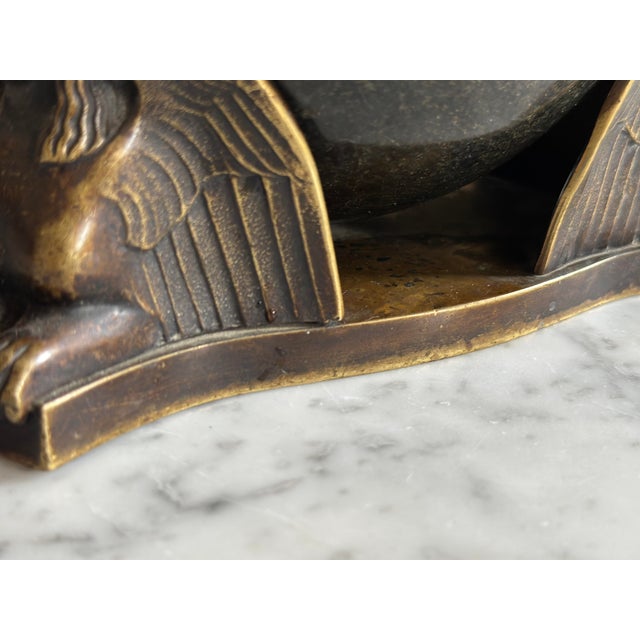 Brown Early 20th Century Bronze and Serpentine Ashtray attributed to Albin Müller, 1920s For Sale - Image 8 of 15