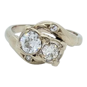 White Diamond Round Ring in 14K White Gold, size 4.25