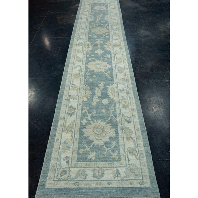 Turkish Oushak Runner Rug 2'10" x 12'5" #17283 For Sale - Image 4 of 8
