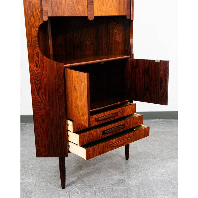 Wood Mid Century Danish Modern Corner Cabinet Rosewood Bar Denmark Drawers Locking For Sale - Image 7 of 12