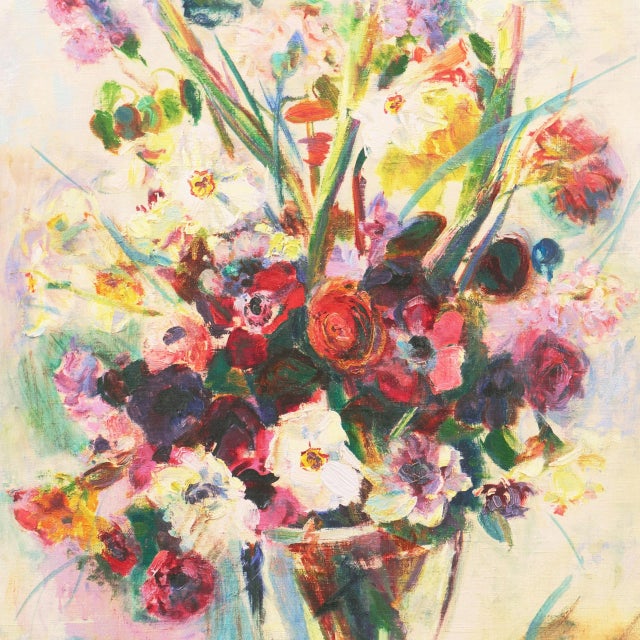 Cream 'Summer Flowers' by Irma Engel Grabhorn, Paris, Salon D'Automne, Post-Impressionist California Artist For Sale - Image 8 of 11