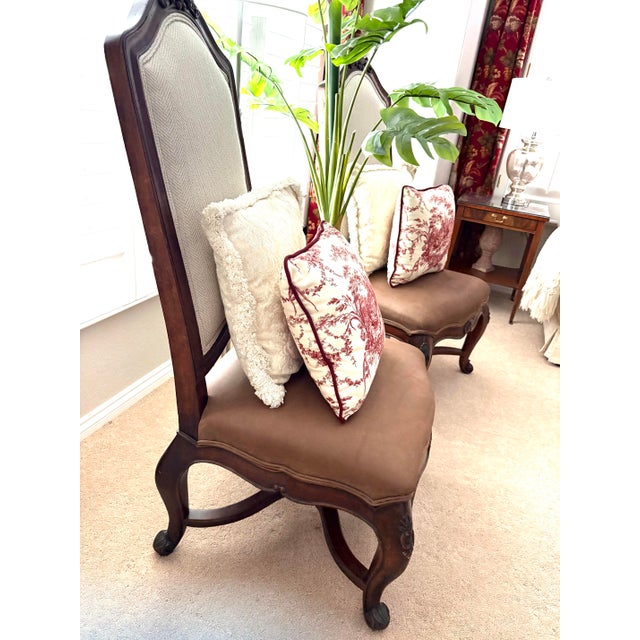 Pair of Henredon French Provincial Accent Chairs | Louis XV Style | Carved Hardwood For Sale In Denver - Image 6 of 12