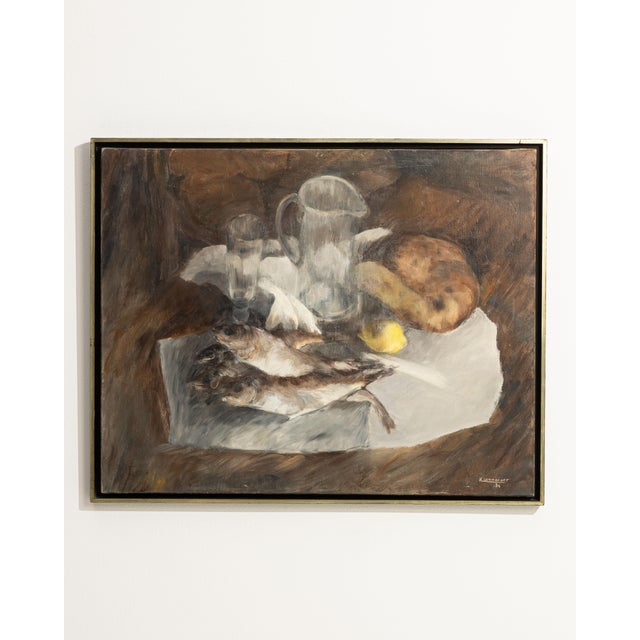 Mid 20th Century France Sienna Canvas Painting For Sale In Greensboro - Image 6 of 15