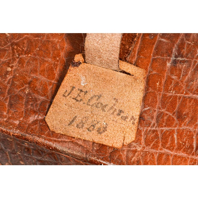 Wonderful Antique Victorian Leather Travel Box Embossed Pattern Gentleman's Valet Case Dressing Table Storage Home Decor For Sale - Image 13 of 13