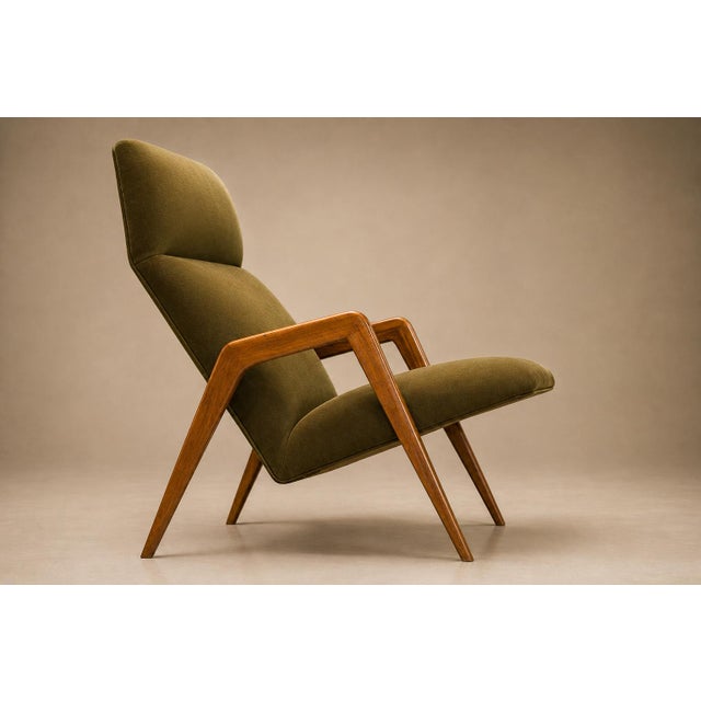 Brazilian Modern Armchair in Pau Marfim & Green Mohair, Pierre Weckx, 1950s For Sale - Image 4 of 15