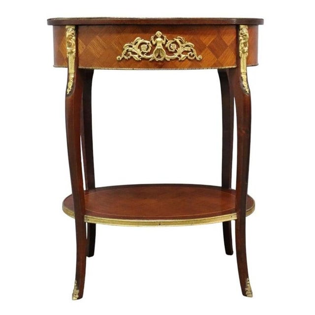 1920s Pair Spanish French Louis XV Style Rosewood Prquetry & Figural Ormolu Stands For Sale - Image 4 of 14