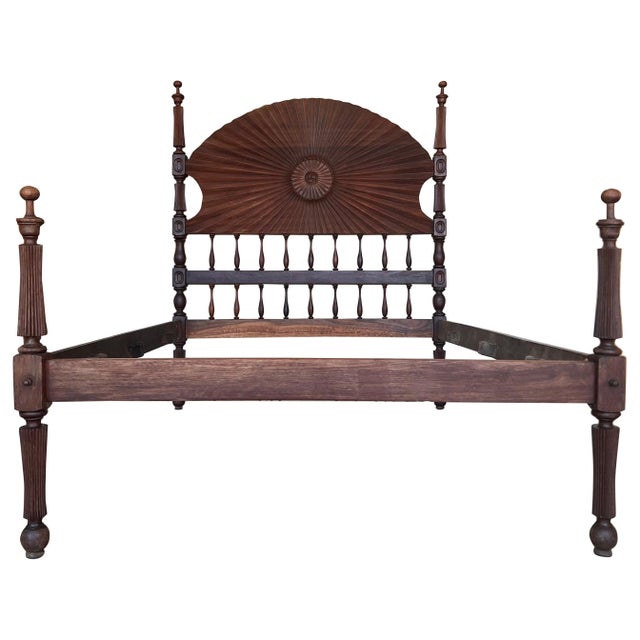 19th Century, Baroque Full Bed, Original Four Fluted Poster Spanish Bed For Sale - Image 15 of 18