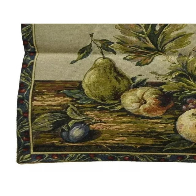 Early 21st Century French Wall Hanging Tapestry Aubusson Fruit Still Life Beige Background For Sale - Image 5 of 7