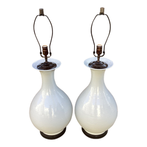 Antique Chinese Teardrop Vessels Mounted as Lamps With Oil Rubbed Bronze Hardware - a Pair