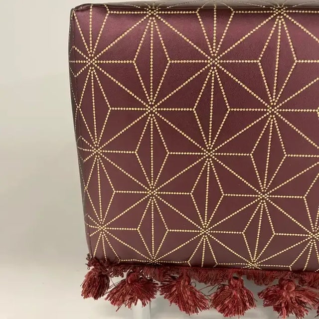 Modern Moroccan Embossed Leather Ottoman, Usa For Sale In Miami - Image 6 of 9