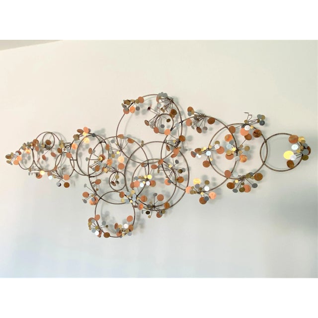 Large Scale C. Jeré Copper, Chrome & Brass "Raindrops" Wall Art Sculpture Signed - #2 For Sale - Image 13 of 13