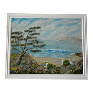 Vintage Seascape Watercolor Painting Signed Rl .Jones. For Sale