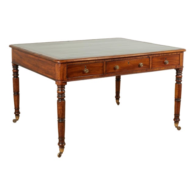 Antique George IV Leather Top Partners Desk For Sale