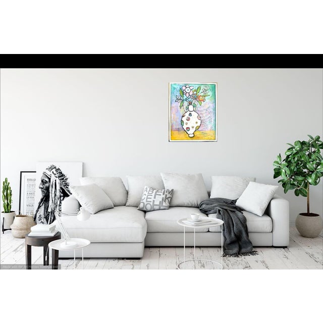 “Flowers in Ia Sculptural Vase” - Oil Painting on Canvas For Sale In Los Angeles - Image 6 of 7