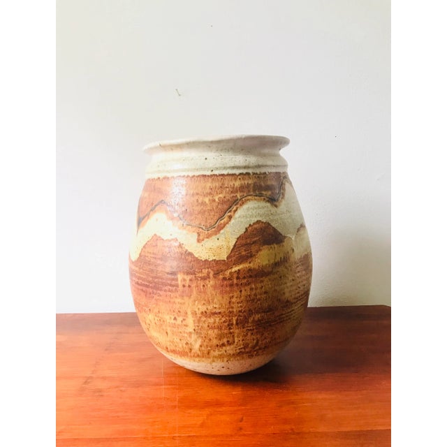 Rustic Massive Stoneware Vintage 1970s Signed Studio Pottery Vessel by Rick Jenkins For Sale - Image 3 of 10