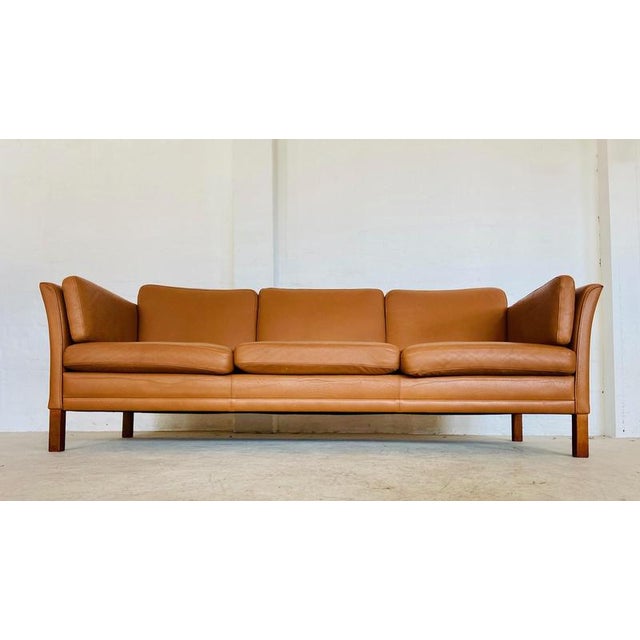 Mid-Century Danish Cognac Three Seater Sofa by Morgans Hansen For Sale - Image 6 of 18