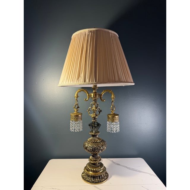 Vintage Loevsky & Loevsky Hollywood Regency Crystal Hanging Pendant Table Lamp For Sale - Image 13 of 18