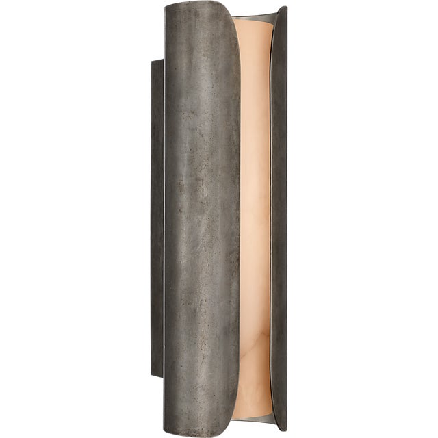2020s Anne-Marie Barton for Visual Comfort Signature Armise 18" Sconce in Mottled Pewter with Alabaster For Sale - Image 5 of 10