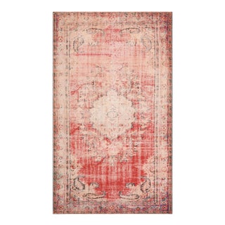 1970s Vintage Turkish Handmade Wool Cotton Red Area Rug For Sale