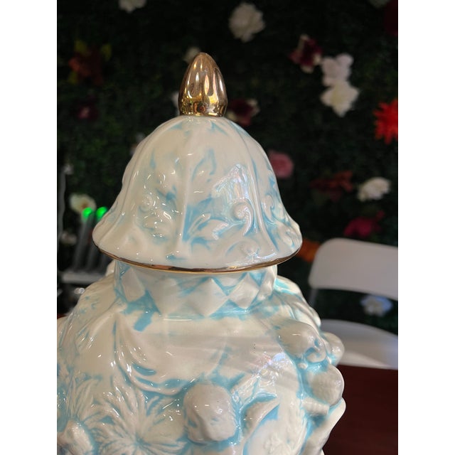 1970s Hint of Blue Venetian Style Ceramic Jar For Sale - Image 4 of 11