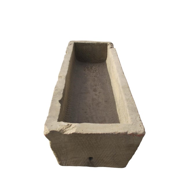 1940s 71" Inch Long Hand Chiseled Stone Trough 64 For Sale - Image 5 of 12