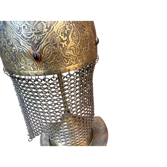 Jeweled Engraved Brass Helmet For Sale - Image 13 of 18