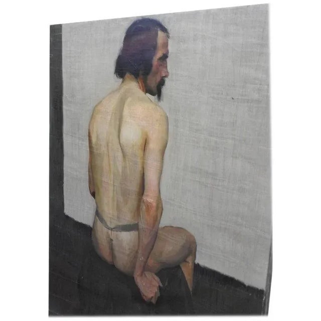 20th Century Robert Whitmore Oil Painting, "Male Model" For Sale - Image 12 of 12