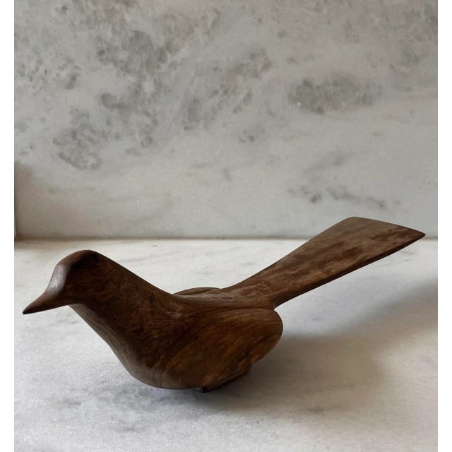 Vintage Solid Hand Carved Wood Roadrunner Bird For Sale - Image 9 of 9