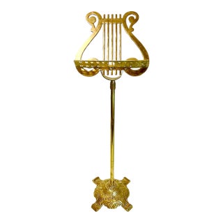 1950s Hollywood Regency French Empire Style Brass Lyre Sheet Music or Book Stand For Sale