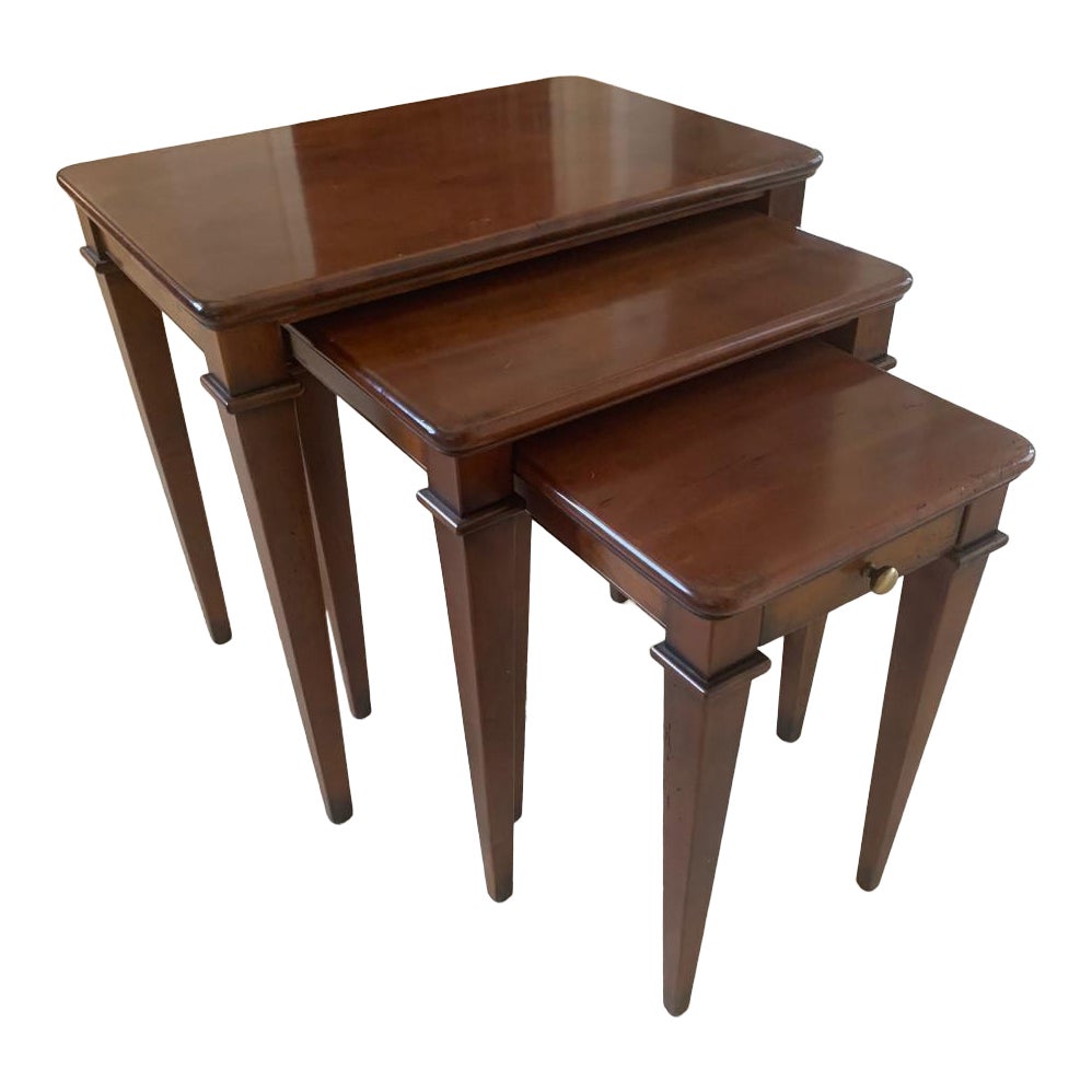 Braxton Culler Traditional Cherry Wood Nesting Tables Set of 3 Chairish