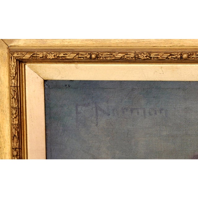 Antique 19th Century English Impressionist Oil on Canvas Painting Female Portrait by F. Norman Circa 1895 For Sale - Image 10 of 11