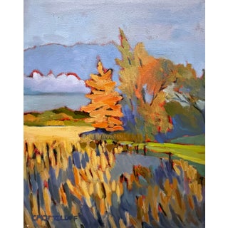 2025 Contemporary Impressionist Autumn Field Landscape Oil Painting by Catherine J. Martzloff For Sale