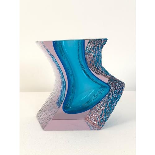 Murano Glass Sculptural Vase in Light Blue and Purple from Alessandro Mandruzzato, 1960s For Sale - Image 6 of 12