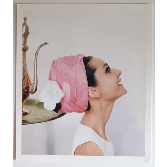 Cecil Beaton Audrey Hepburn photography for Vogue magazine in 1964 wearing pink chiffon turban with white gardenia flower...