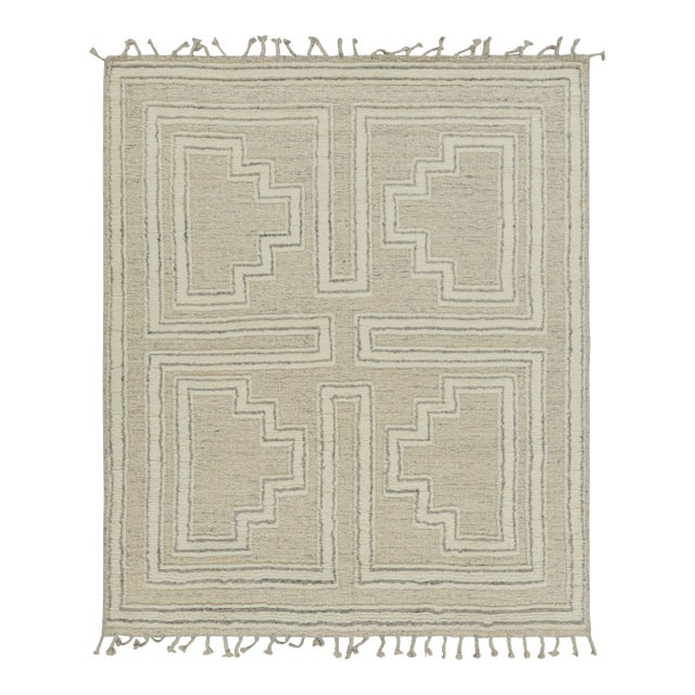 Rug & Kilim’s Modern Rug With White High-Low Geometric Patterns For Sale