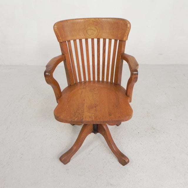 Oak Office Chair with Adjustable Spring System and Height Adjustment, 1950s For Sale - Image 14 of 18