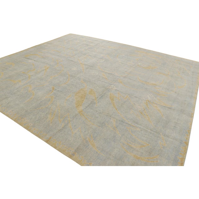 2010s Rug & Kilim’s French Art Deco Style Rug in Blue With Yellow Geometric Patterns For Sale - Image 5 of 8