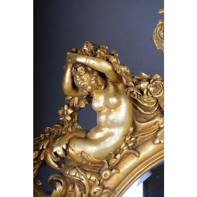 Wood Large Gilded Wall Mirror in Style of F. Linke, Paris For Sale - Image 7 of 18
