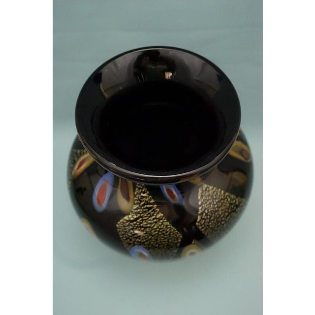 Glass Black Vase in Submerged Glass with Murrine and Gold Leaf by Louis Comfort Tiffany, USA, 1900s For Sale - Image 7 of 18