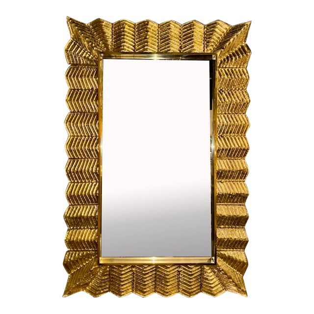 Gold Murano Glass "Zig Zag" Mirrors For Sale