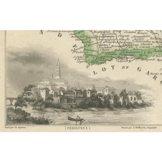 Map of Dordogne in France with Périgueux and Château de Jumilhac, 19th Century For Sale - Image 4 of 10
