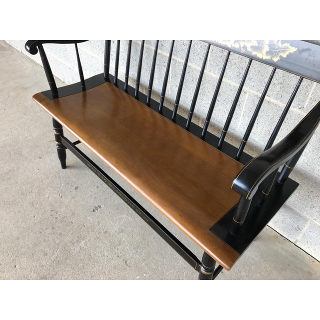 L. Hitchcock Solid Maple Black Harvest Deacons Bench Chairish