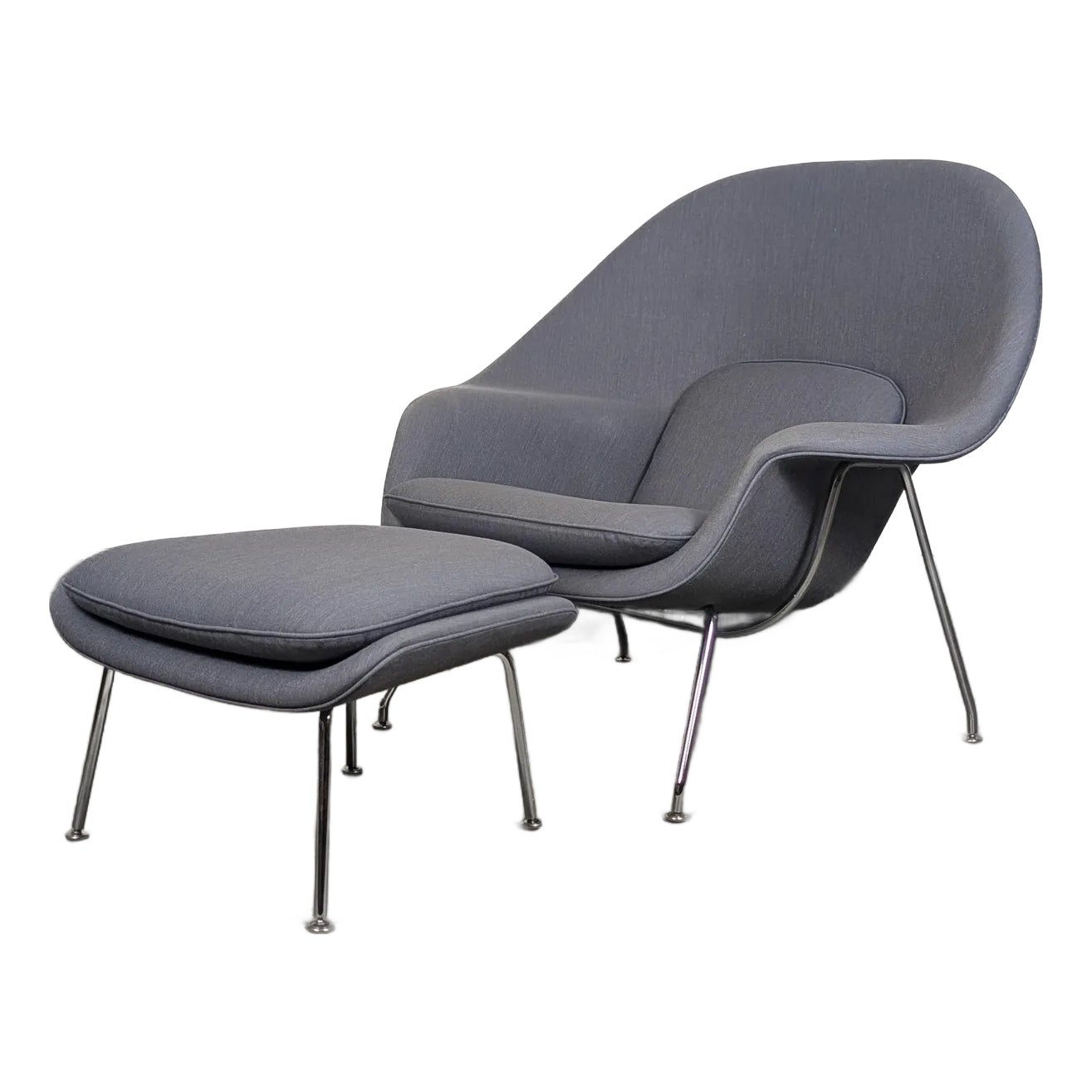 Mid Century Modern Gray Womb Chair by Eero Saarinen for Knoll | Chairish