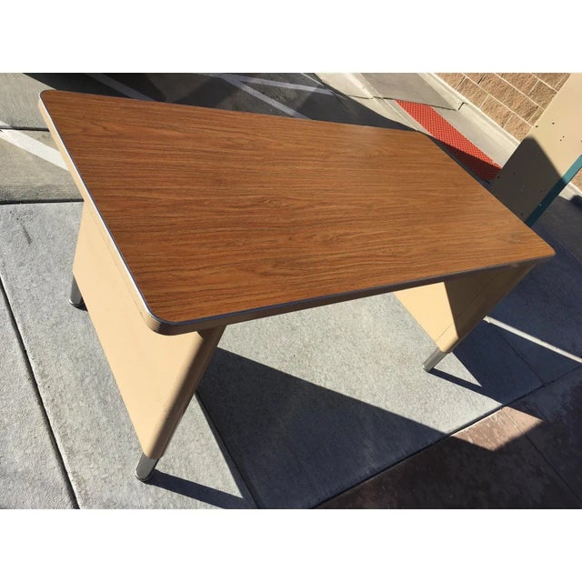 American Industrial Work Table Desk From Steelcase For Sale - Image 9 of 9