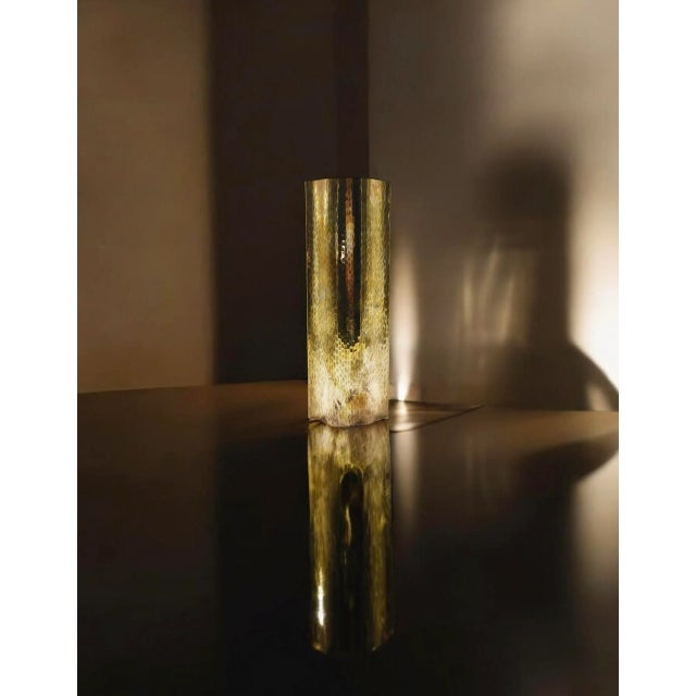 Gold Hammered Brass Vase from Zanetto, Italy, 1970s For Sale - Image 8 of 9