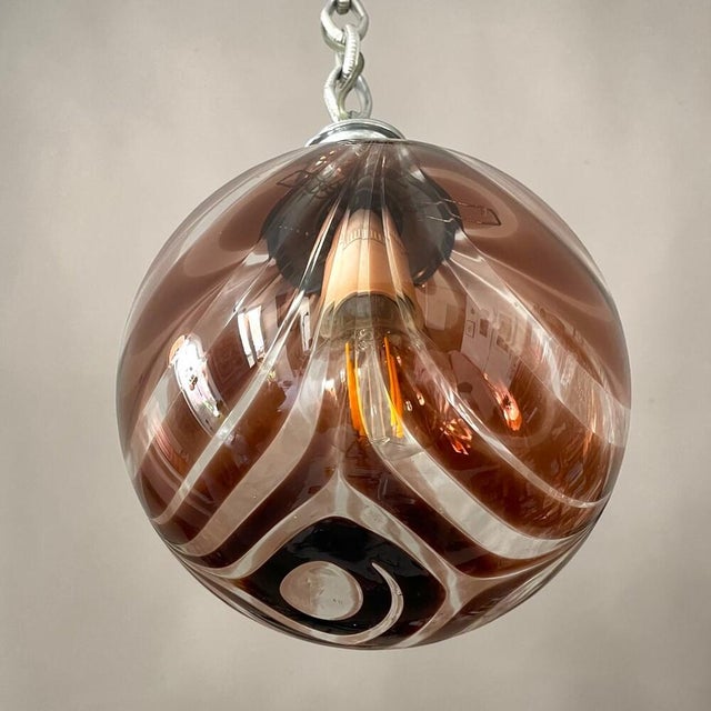 1960s Portuguese Art Deco Globe Pendant Light by Marinha Grande, 1960s For Sale - Image 5 of 17